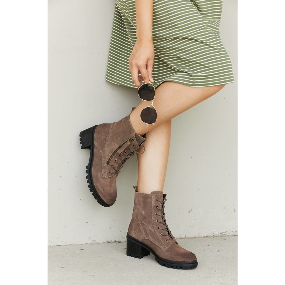 Searching for Love Burnished Zip-Up Combat Booties